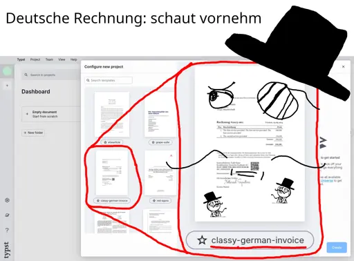 Eine Schablone für eine vornehme deutsche Rechnung mit Typst.