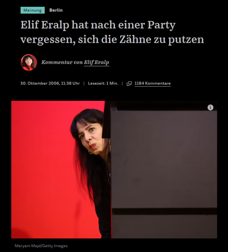 Elif Eralp hat nach einer Party vergessen, sich die Zähne zu putzen.