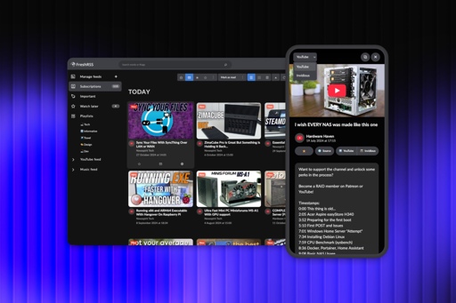 Youlag extension on FreshRSS, in desktop and mobile view.