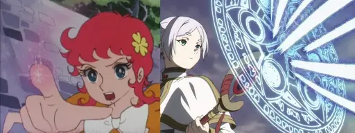 Majokko Megu-chan and Frieren casting spells