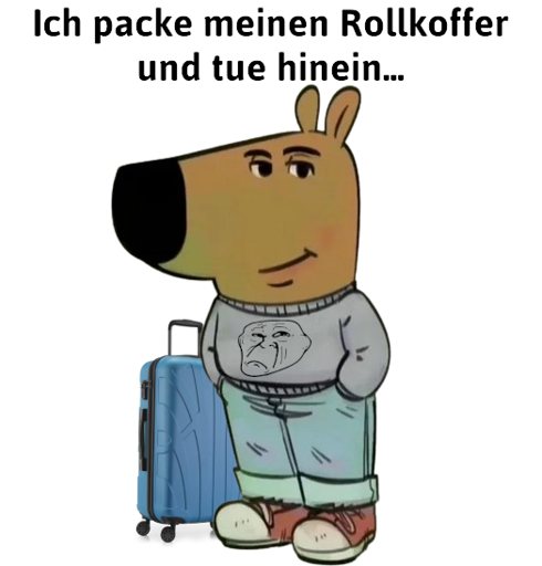 Chilliger Typ packt seinen Rollkoffer und tut hinein...
